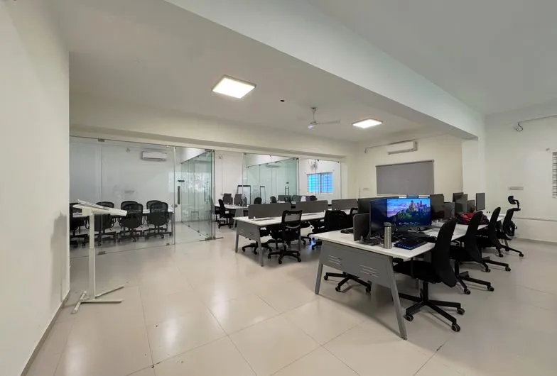 KV Consulting managed office space in HSR Layout, Bangalore – open-plan desks and glass cabins