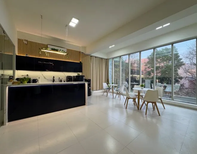Shared lounge and pantry area in the KV Consulting Bangalore office