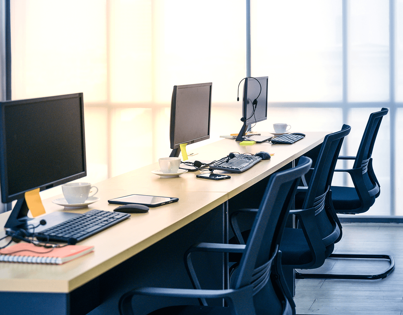 Desk setup with monitors